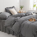 MKXI Black and White Gingham Duvet Cover Twin, 3-Piece Ruffled Bedding Set by MKXI