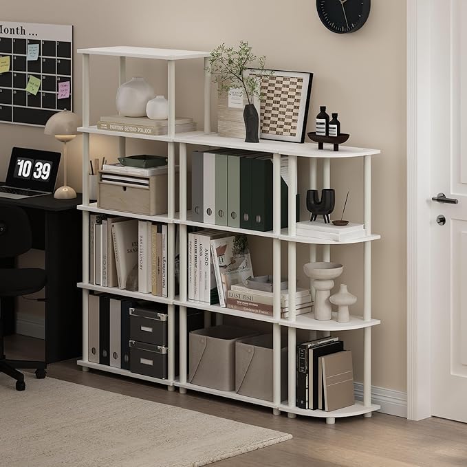 Furinno Turn-N-Tube Storage Shelves, 4-Tier Toolless Book Shelf, Corner Shelf - Image 2