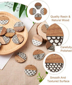 FASHEWELRY 16Pcs Flat Round Wood Resin Earrings Charms 35mm Round Wooden - Image 2
