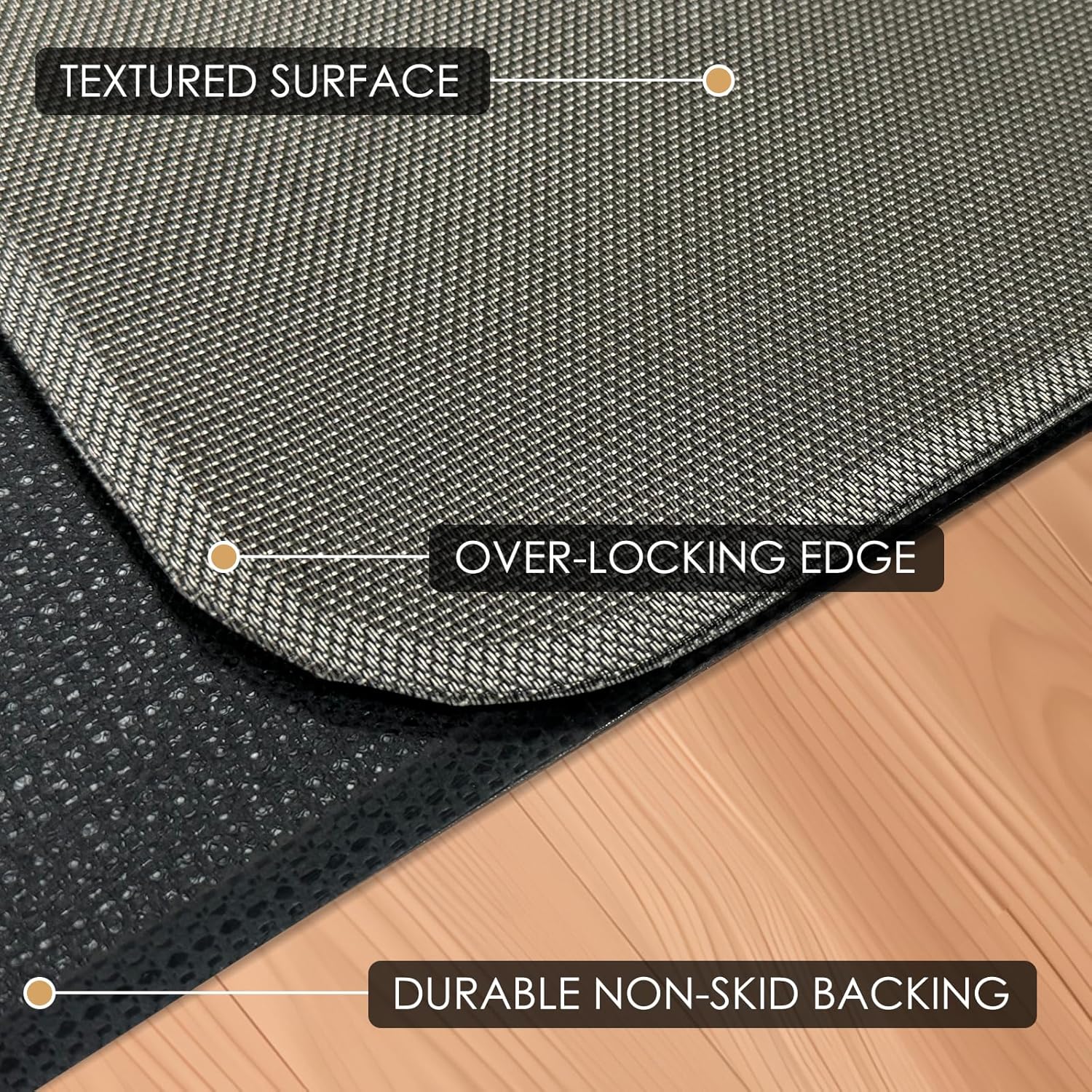 Kuyal Office Chair Mat for Hardwood Floor,44" x 58" Heavy Duty Desk Chair Mat for Office & Home, Anti Slip, Non-Curve Computer Chair Protector Mat, Light Brown