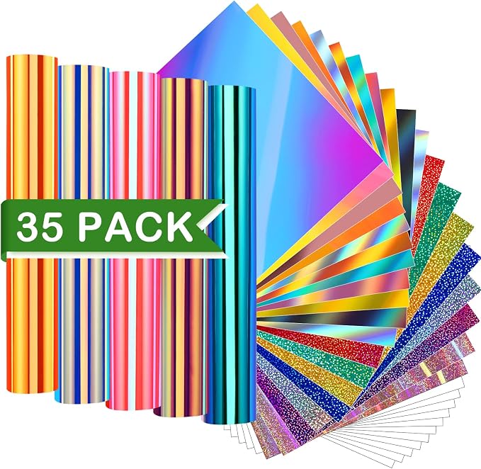 WRAPXPERT Holographic Permanent Vinyl Adhesive 35 Sheets Bundle-24 Vinyl Sheets by WRAPXPERT