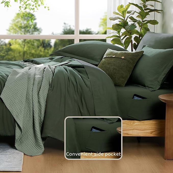 WRENSONGE Oversize King Size Comforter Set- 7 Pieces Deep Green Bed in a Bag - Image 7