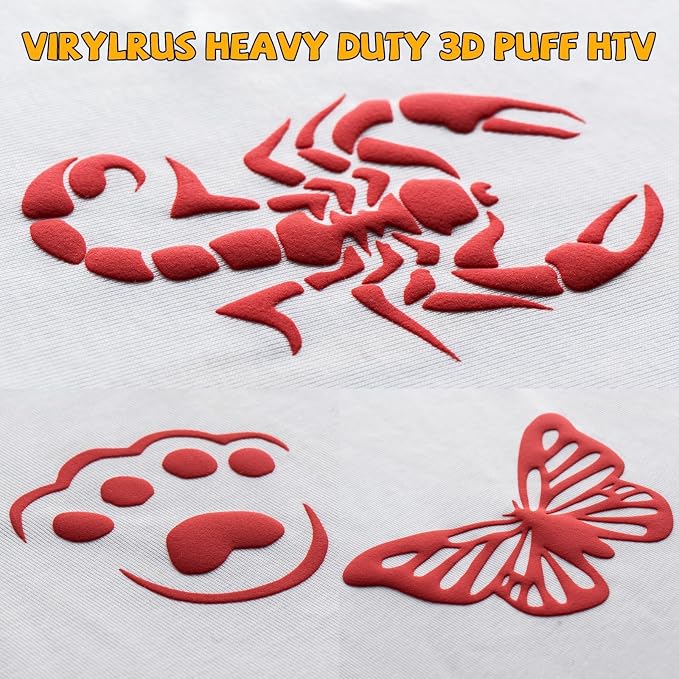 VinylRus Puff Heat Transfer Vinyl-12” x 5ft Red Heavy Duty Puff Iron on Vinyl - Image 7