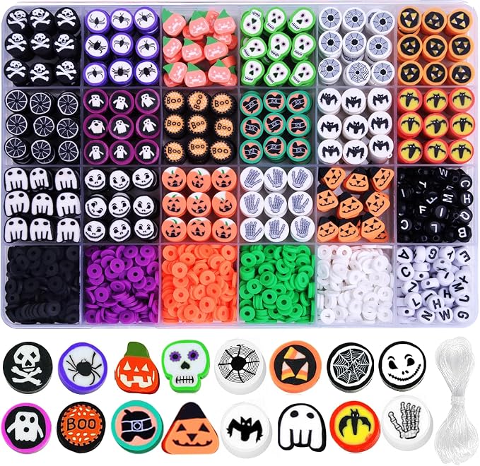BBita 1480pcs Halloween Polymer Clay Beads Charms Friendship Bracelet Necklace by BBita