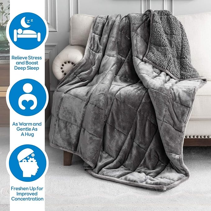 Cottonblue Weighted Blanket 15 lbs Queen Size 60x80 inches, Flannel Shaggy - Image 2