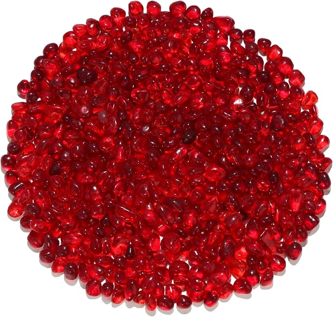 QYGL 0.55LB Red Clear Glass Pebbles, Tumbled Sea Glass Stones by QYGL