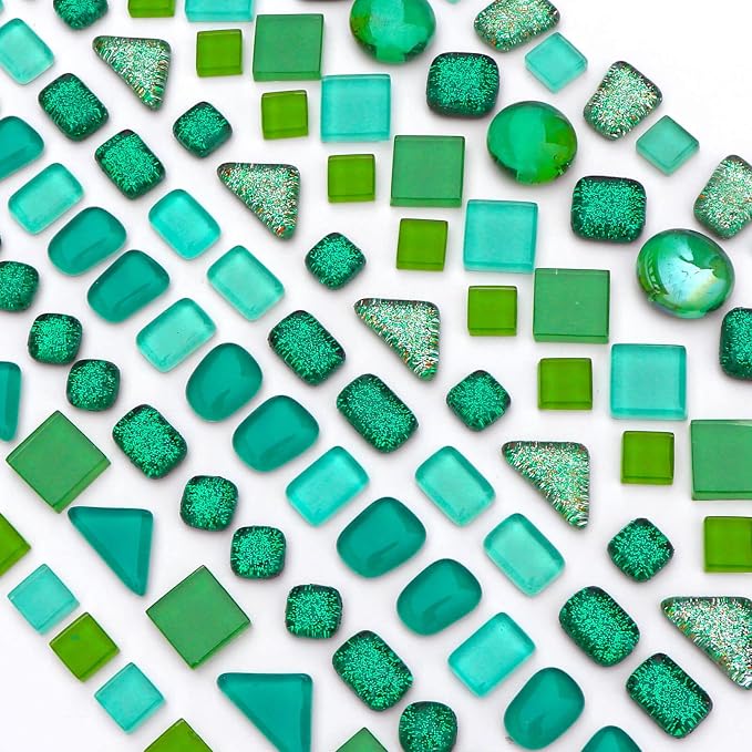 LITMIND Assorted Green Irregular Crystal Mosaic Tiles, 9oz Value Pack by LITMIND