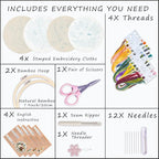 Bonroy 4 Sets Embroidery Set for Beginners Art Crafts Easy Sewing Includes - Image 2