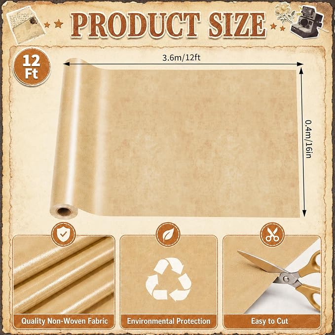 Vintage Parchment Bulletin Board Roll Non-Woven Fabric Poster 16in X 12ft | - Image 2