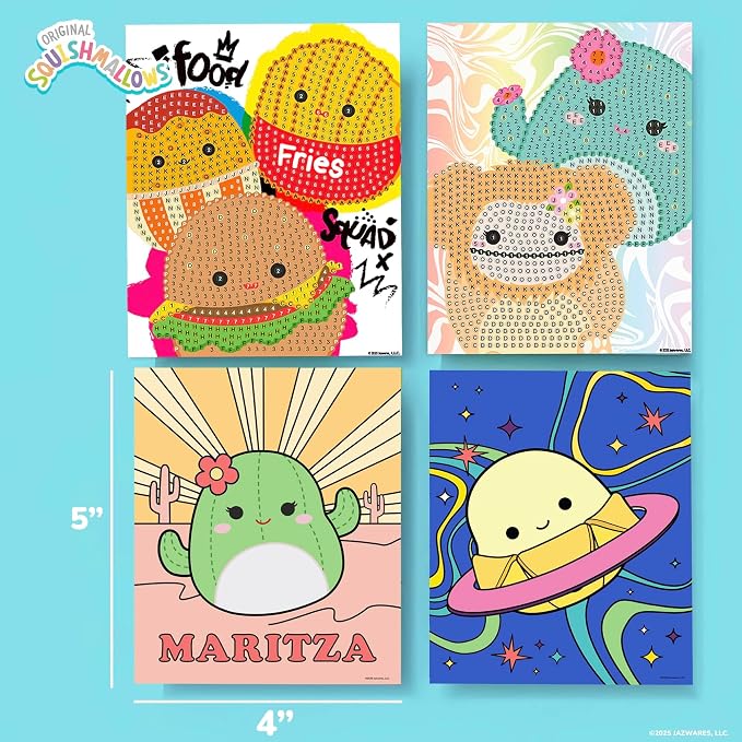 Squishmallows Original 4-in-1 Canvas Art Set, Paint by Numbers & Gem Art Crafts - Image 6