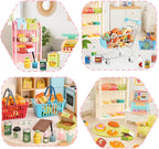196Pcs Dollhouse Miniature Store Grocery Accessories Mini Shopping Cart Basket - Image 6