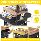 SYKIARIOL Utility Cart with 6 Labeling Drawers and Wooden Tabletop – Rolling - Image 3