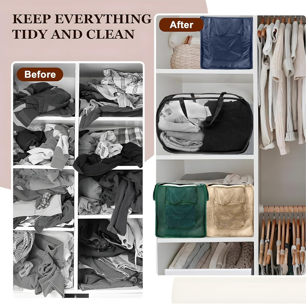 2 Pack Closet Storage Bins, Storage Containers for Closets, Fabric Closet Bins for StorageDecorative ,Collapsible Baskets for Organizing Clothes Toy Nursery (Black/Black)