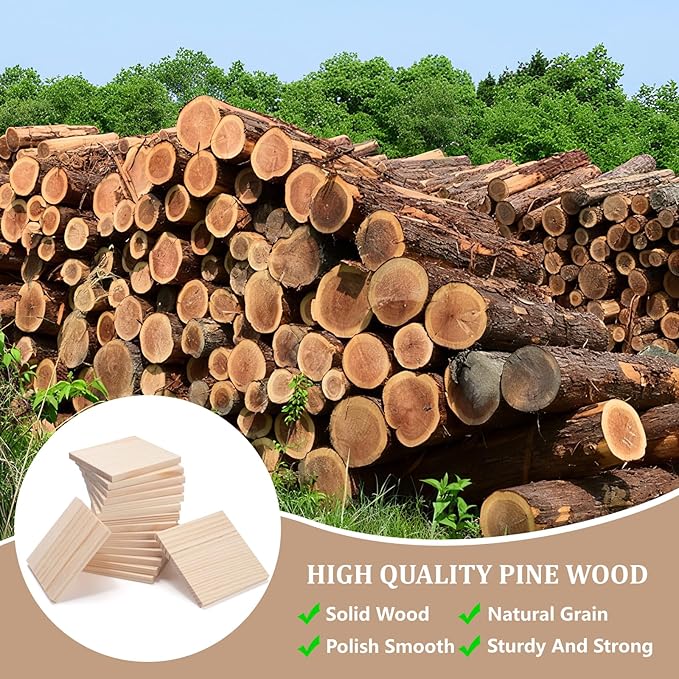 Wooden Blocks for Crafts, 1/4″ Thick 5″ X 5″ Wood Squares for Crafting - Image 5