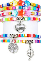 Friendship Bracelets for Girls, 10-Piece Cute Preppy Beaded Bracelet Set for by CHENSILAIYI