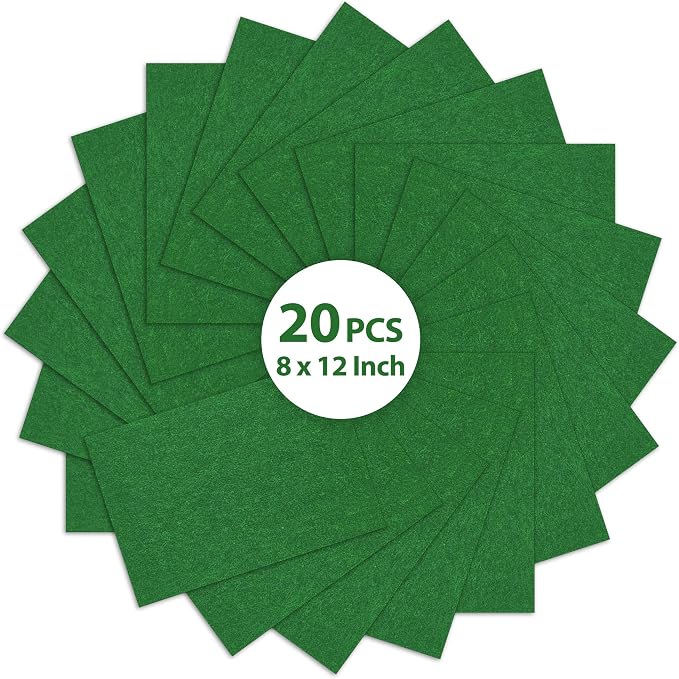 20PCS Green Felt Fabric Sheets by Loyisal