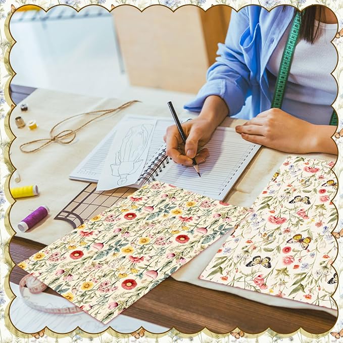HunnmingRe 20 Pcs 10''x10'' Yellow Wildflower Quilting Fabric Square Romantic - Image 4