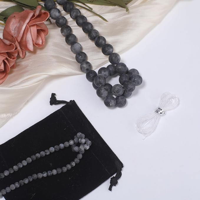10mm Matte Black Labradorite Bead, 15-Inch Matte Round Loose Stone Beads - Image 2