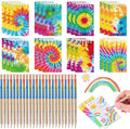 Pajean 48 Pcs Mini Tie Dye Notepads Multicolor 4-in-1 Rainbow Pencils Spiral by Pajean