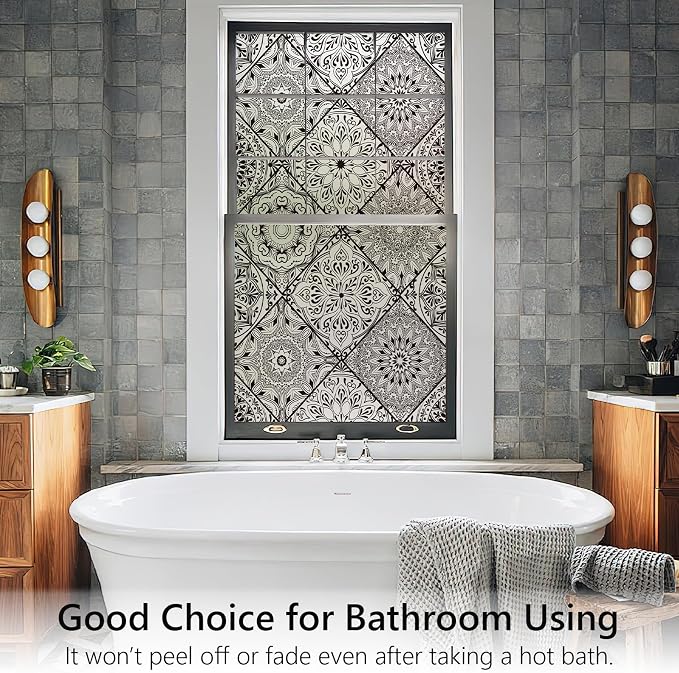 DKTIE Geometric Line Frosted Glass Window Film Door Window Covering Day and - Image 3