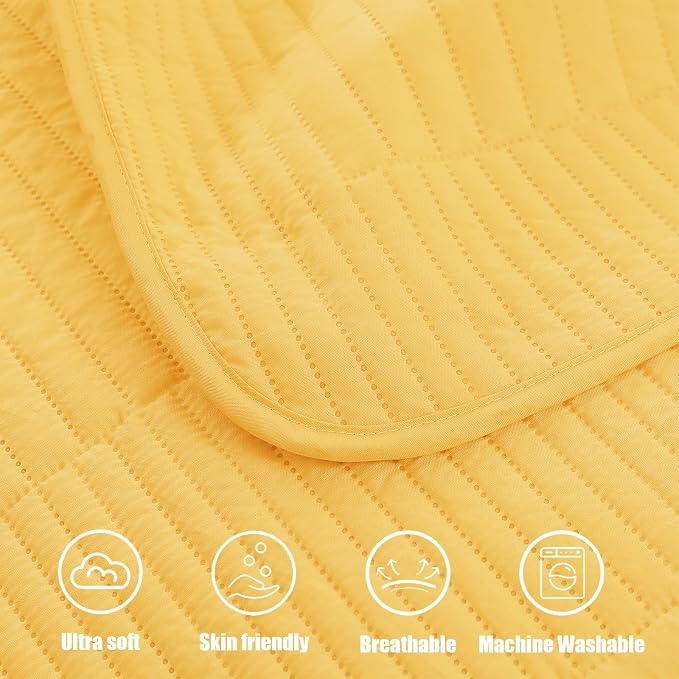 Whale Flotilla Ultra Soft Twin Quilt Bedding Set, Lightweight Microfiber Yellow - Image 9