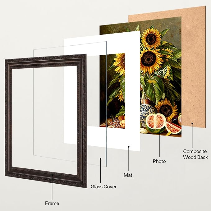 eletecpro 8x10 Vintage Picture Frame, Glass Cover, Horizontal or Vertical - Image 2