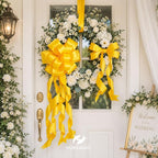 HUIHUANG Yellow Wired Ribbon 2.5 inch Yellow Satin Wire Edge Ribbon - Image 3