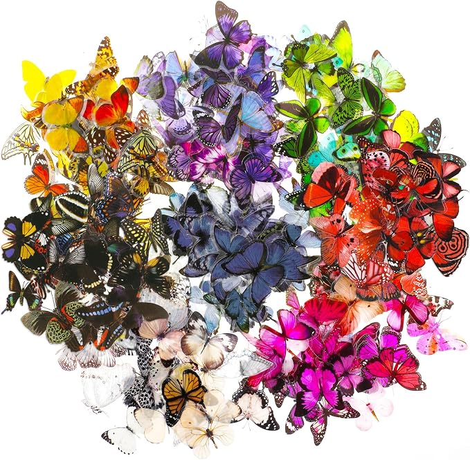 COMNICO 240PCS Butterfly Stickers, PET Waterproof Transparent Colorful Decals - Image 8