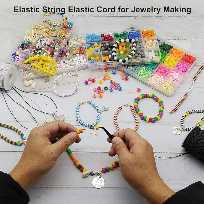 LUSTEMBER Elastic String for Bracelets, 1 mm x 110 Yards Sturdy Stretchy - Image 7