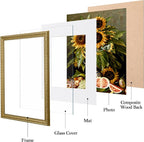 eletecpro 12x16 Vintage Picture Frame, Glass Cover, Horizontal or Vertical - Image 2