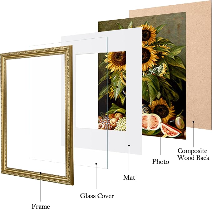 eletecpro 12x16 Vintage Picture Frame, Glass Cover, Horizontal or Vertical - Image 2