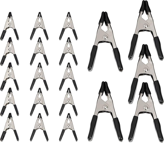 Amazon Basics 20-Piece Steel Spring Clamp Set, Non-Marking PVC-Coated Tips by AmazonBasics