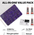 31000Pcs Purple Rhinestones for Bedazzling, Flat Back Resin Diamond Crystal - Image 2