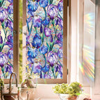 Stained Glass Window Film UV Resistant Window Privacy Film Purple Floral by Aomkmi