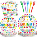 100PCS Back To School Decorations School Season Supplies Paper Plates Napkins by Qyeahkj