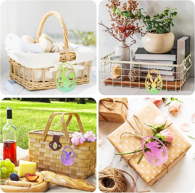 36PCS Wooden Easter Ornaments to Paint, 6 Styles DIY Blank Unfinished Wood Egg - Image 7
