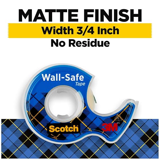Scotch Wall-Safe Tape, 2 Dispensered Rolls, Sticks Securely, Removes Cleanly - Image 2