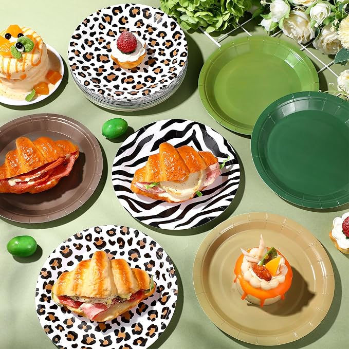 Funnymoom 60 Pcs 7 Inch Jungle Safari Paper Plates Forest Animal Plates - Image 6