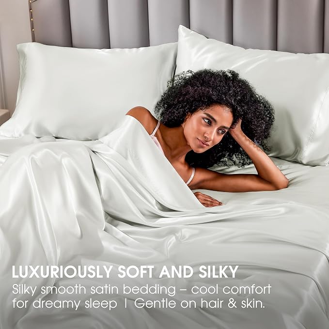 FreshCulture Satin Sheets Twin Size Bed Set - Image 6