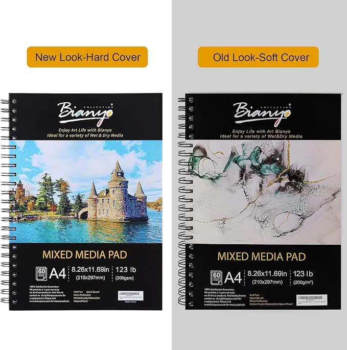 Bianyo Mixed Media Paper Pad, 60 Sheets/Each, 123 LB/200 GSM, Spiral-Bound Pad - Image 6