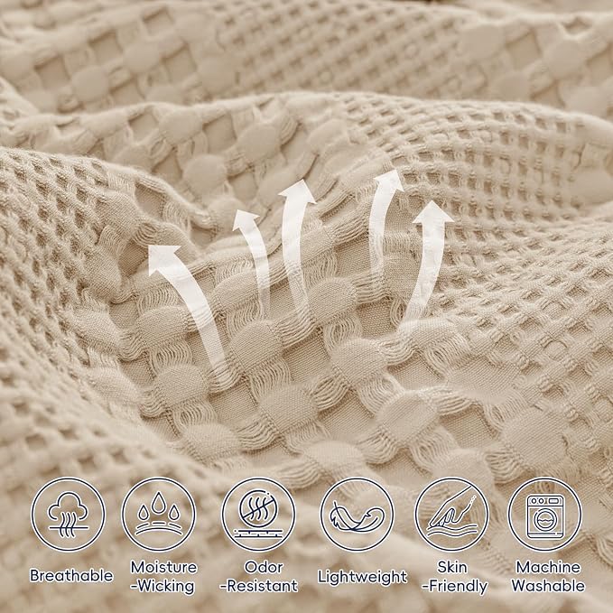 PHF Cooling Waffle Blanket King Size, Lightweight 60% Rayon from Bamboo & 40% - Image 5