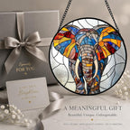 Elephant Acrylic Suncatcher Faux Stained Glass Window Hanging 7.8" | Birthday - Image 4