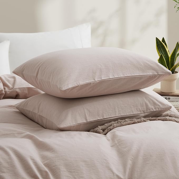 Linen Light Grey Duvet Cover Full Size, 100% Washed Cotton Linen Like Bedding - Image 3