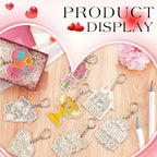 RattanView 24 Pcs Mom Craft Color Your Own Keychains Diy Craft Wooden Blank - Image 4