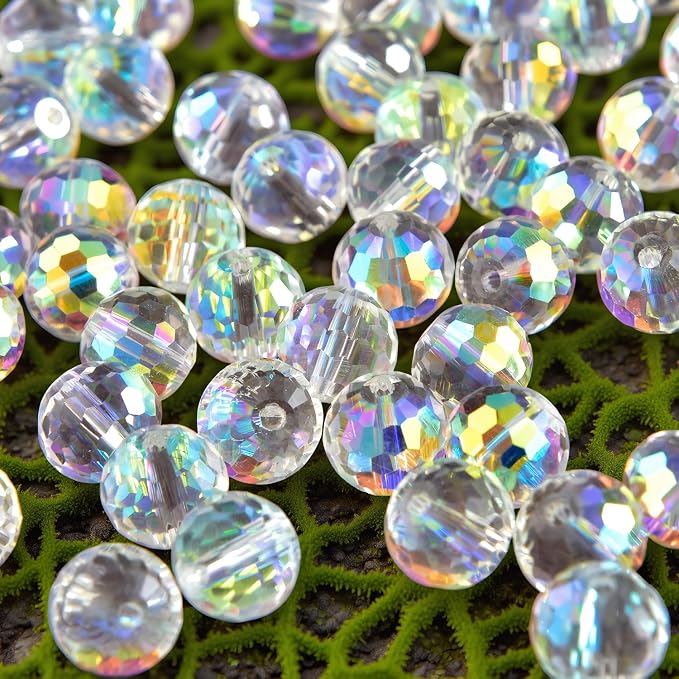 Glass Beads 80 Pcs 10mm Round 96 Faceted AB Color, Assortment - Image 8