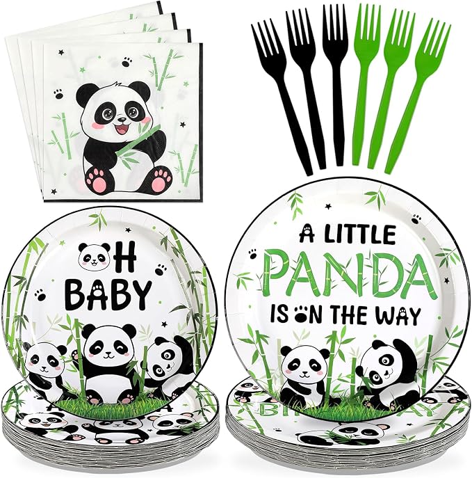 96 Pcs Panda Baby Shower Party Decorations A Little Panda Is on The Way Paper by Greencian
