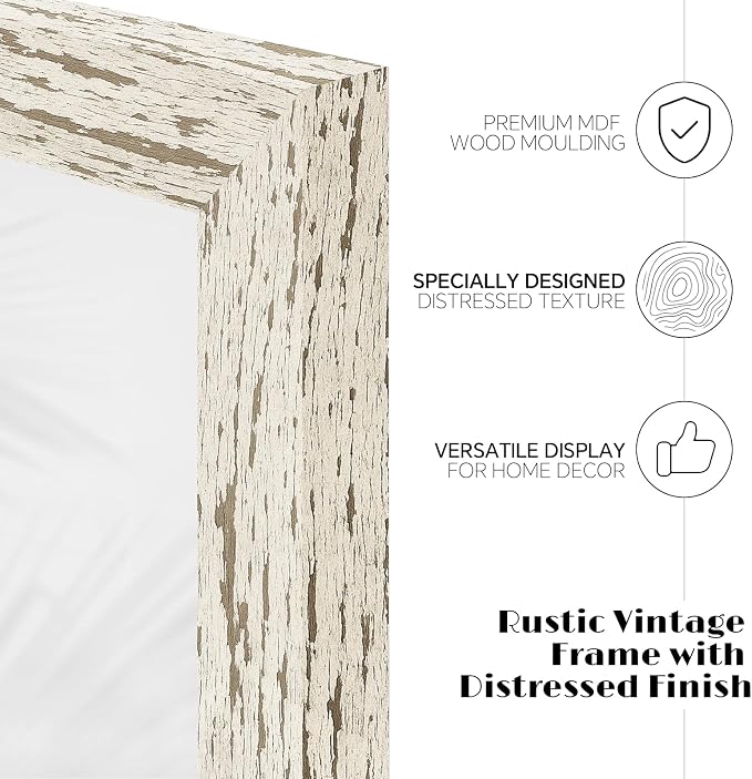 puthiac 8x10 Rustic Farmhouse Picture Frame, Distressed White, 1 Pack | - Image 2