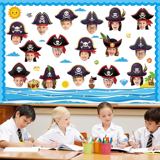 gisgfim 80Pcs Pirate Cutouts Adventure Decorations Bulletin Board Skull Hat - Image 5