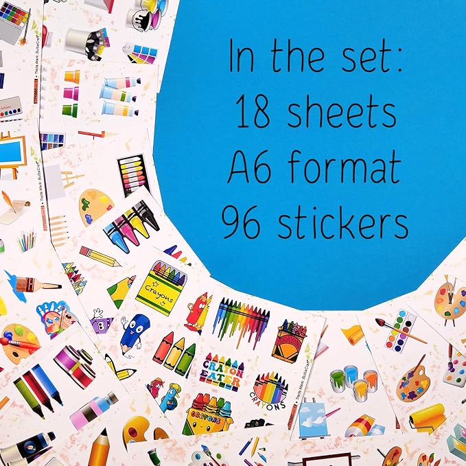 BulbaCraft 100Pcs Art Stickers, Crayon Stickers, Paint Laptop Decals, Painting - Image 2