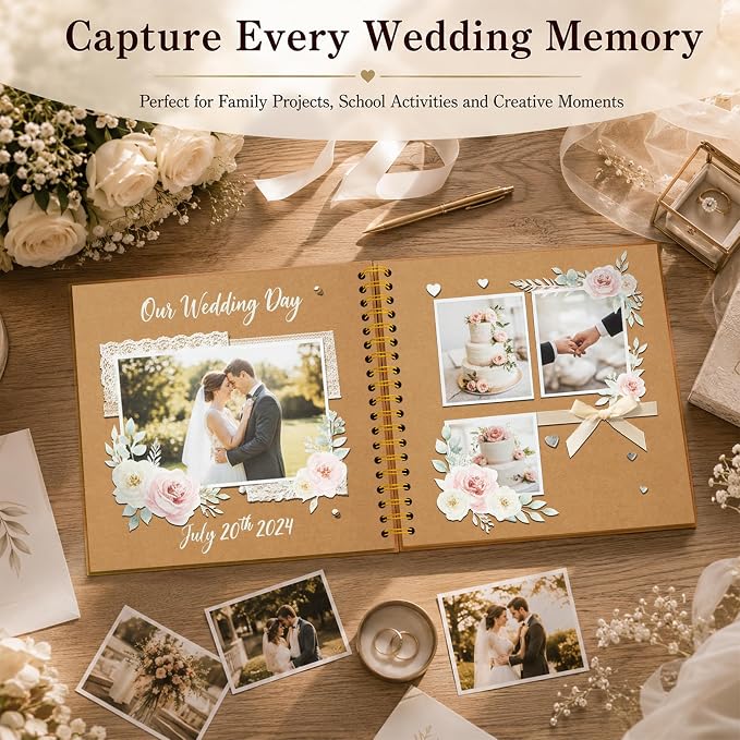 DIY Scrapbook Album 10x10 Inch 40 Pages, Hardcover Kraft Paper | Photo Book - Image 6